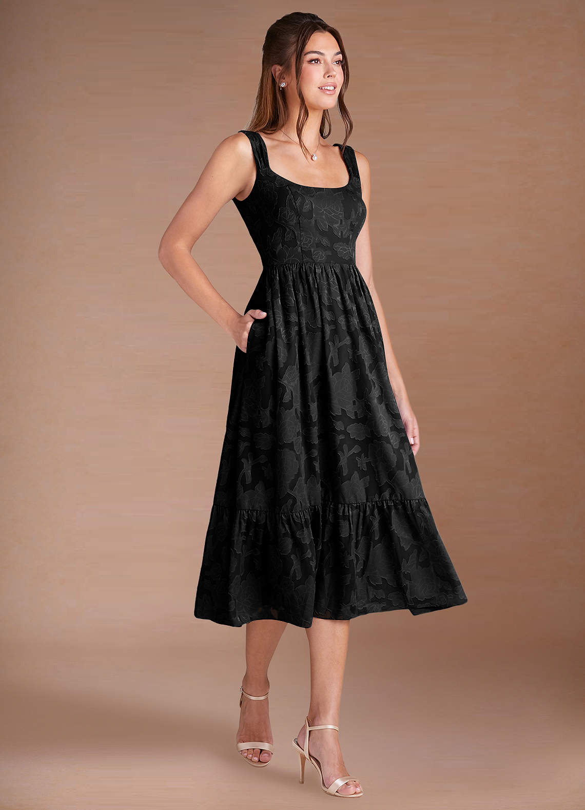 juliet midi dresses in black Juliette Dress Ready to Ship Maxi dress superdown Group Color:rosewood Veaul 2026 Vintage Retro Trends_WomensSlipOn Smocked detailing on the