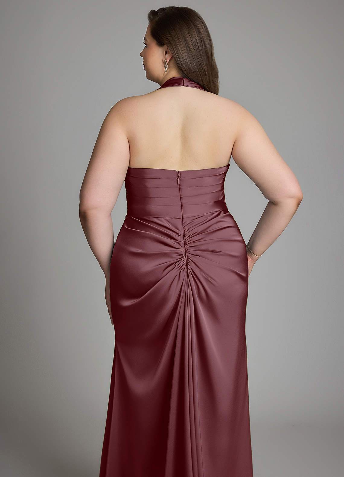 Azazie Destiny At-home Try On Dresses Sangria Mermaid Sweetheart Neckline Stretch Satin Dress image12