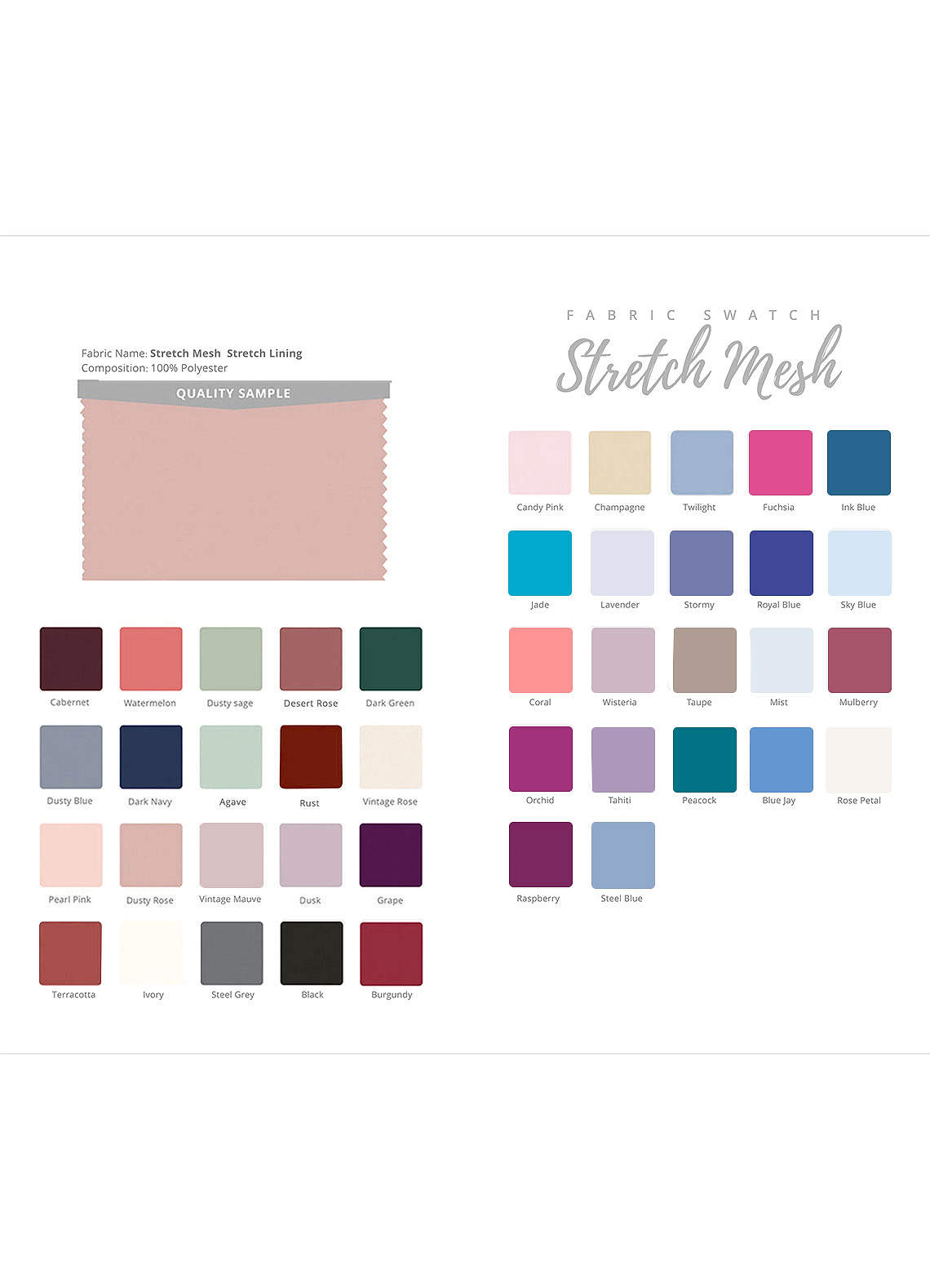 front Azazie Stretch Mesh Swatch Booklet