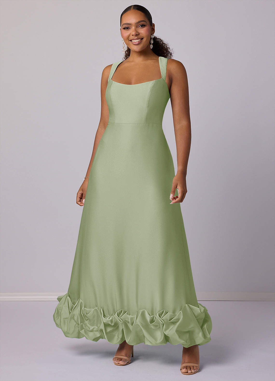 Barbie ♥ Azazie Bridesmaid Dresses A-Line Stretch Satin Ankle-Length Dress with Pockets image5