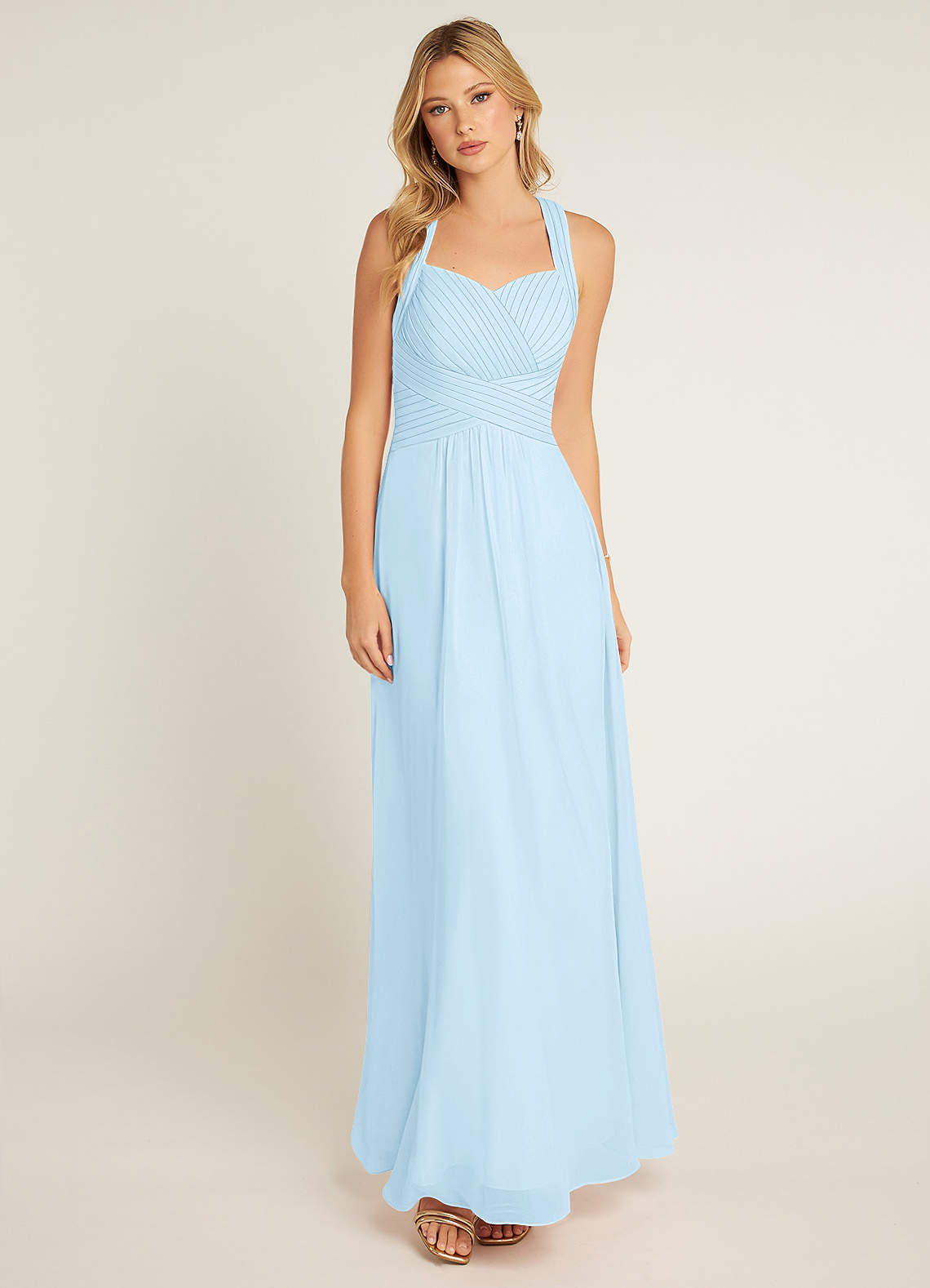 choucho ドレス 2024ss light blue サイズ38 Azazie Claudia Ready to Ship Sky Blue Chiffon Bridesmaid Dresses