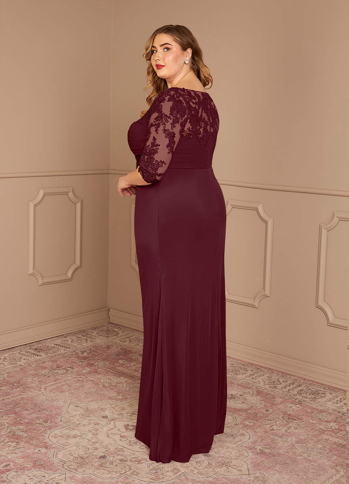 Azazie Alisondra Cabernet Sheath Scoop Lace Lace Dress | Azazie DE