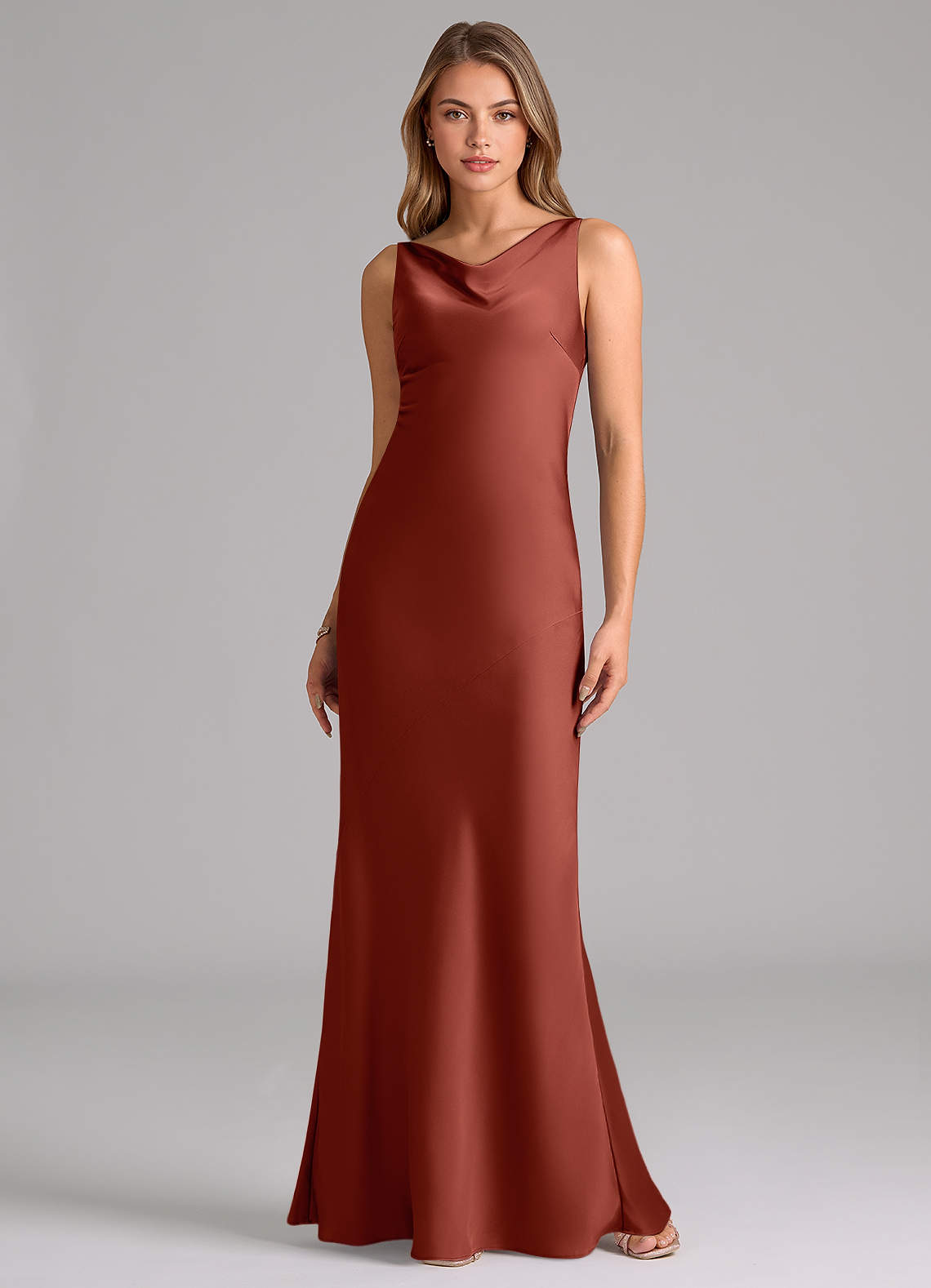 Azazie Allettie Essayer des robes à la maison Robe Sirène en Satin extensible Noir image5