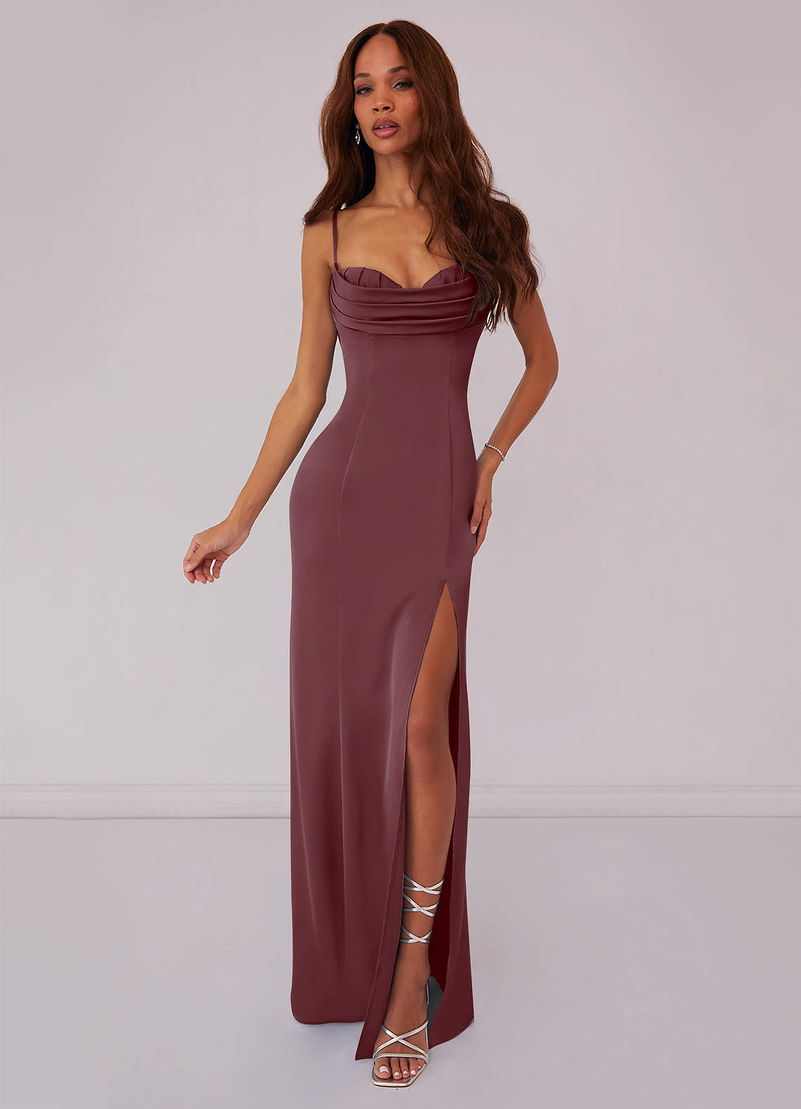 Barbie ♥ Azazie Bridesmaid Dresses Sangria Mermaid Corset Stretch Satin Dress image1