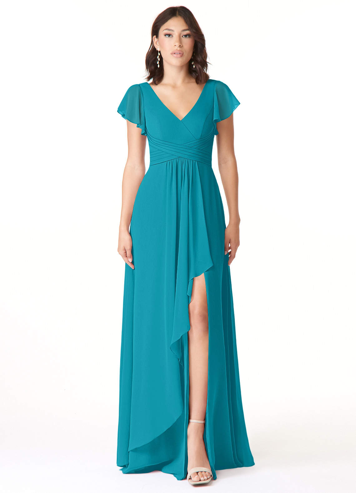 Azazie Omari Bridesmaid Dresses Jade A-Line Chiffon Dress image1