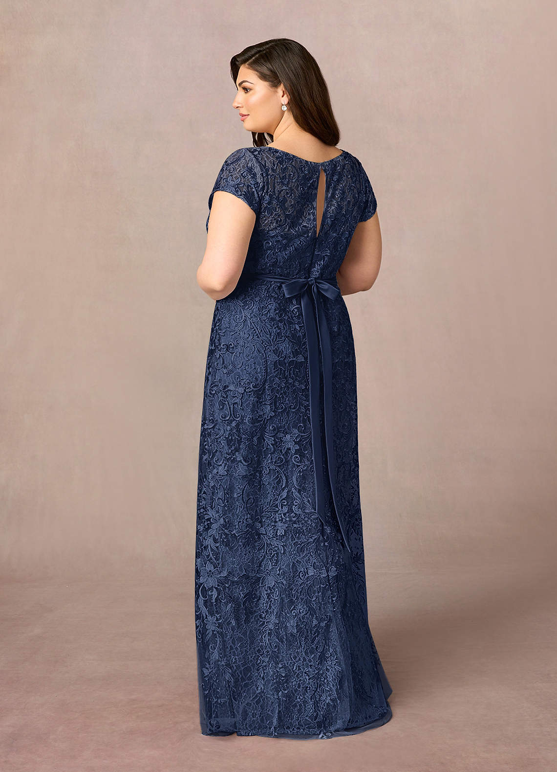 Azazie Dorit Mother of the Bride Dresses Dark Navy Sheath Scoop Lace Dress image8
