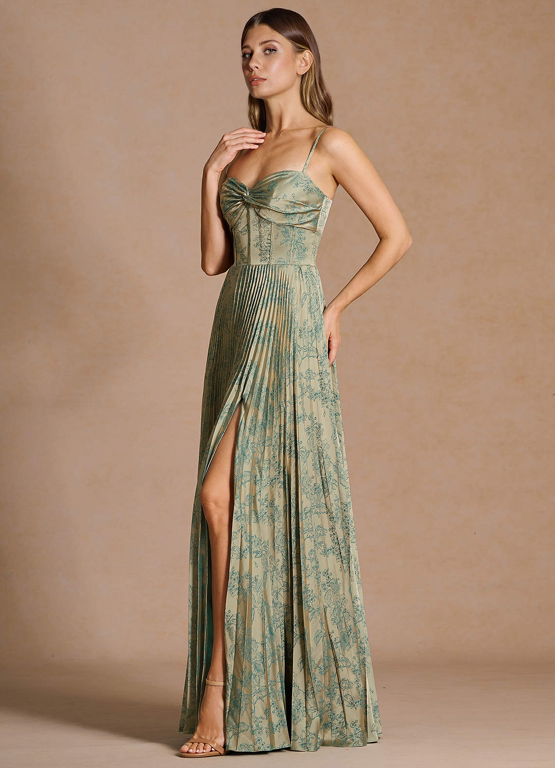 Vestido Platino Verde Azulado Largo Vesper image3