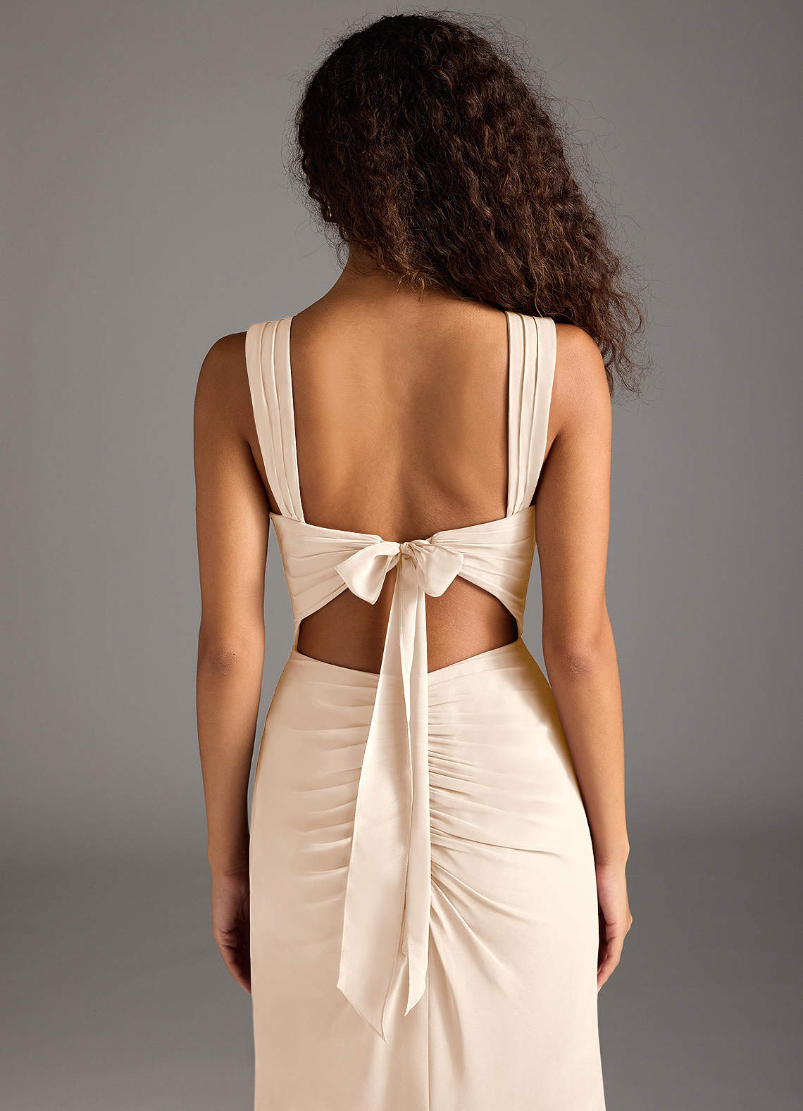 Azazie Jesaphine Bridesmaid Dresses White Alabaster Sheath Bow Chiffon Dress image5