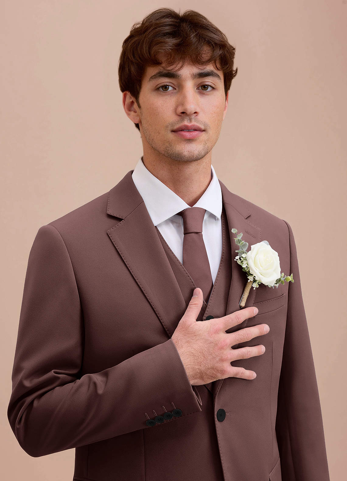 front Ethan Espresso Refined Weave Performance Suit