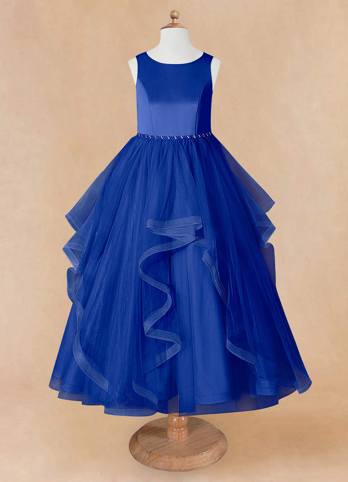 Azazie Sofia Royal Blue A-Line Beaded Tulle Dress | Azazie