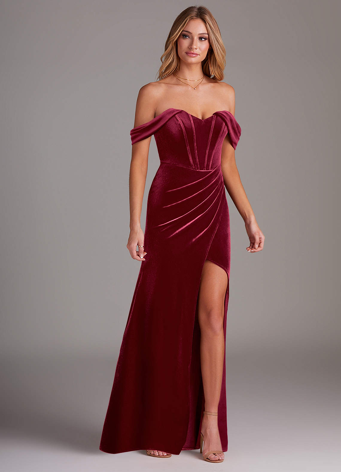 Azazie Jas Ready to Ship Burgundy Velvet Bridesmaid Dresses | Azazie