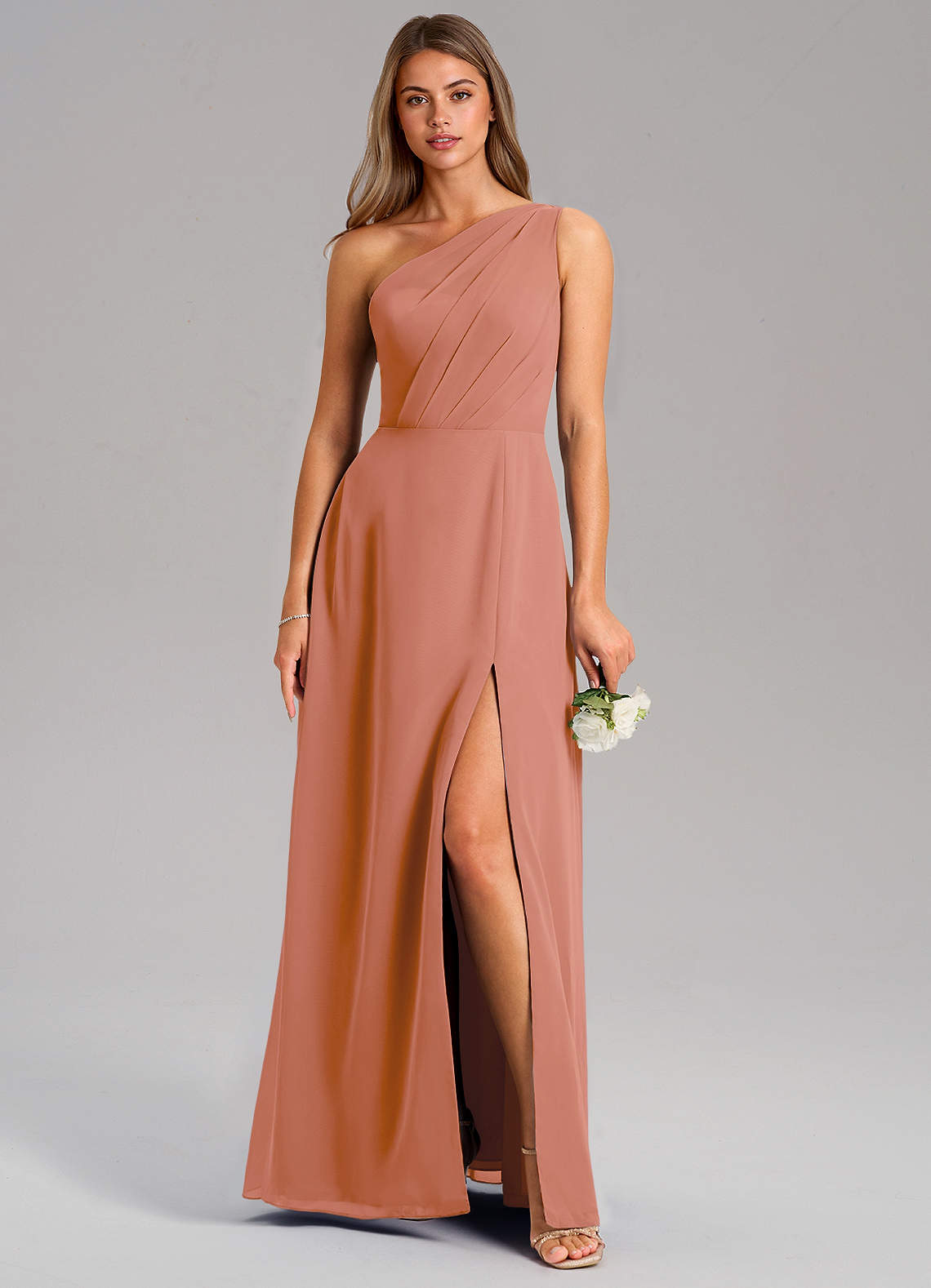 Azazie Phaedra Bridesmaid Dresses MAI TAI A-Line One Shoulder Chiffon Dress image1