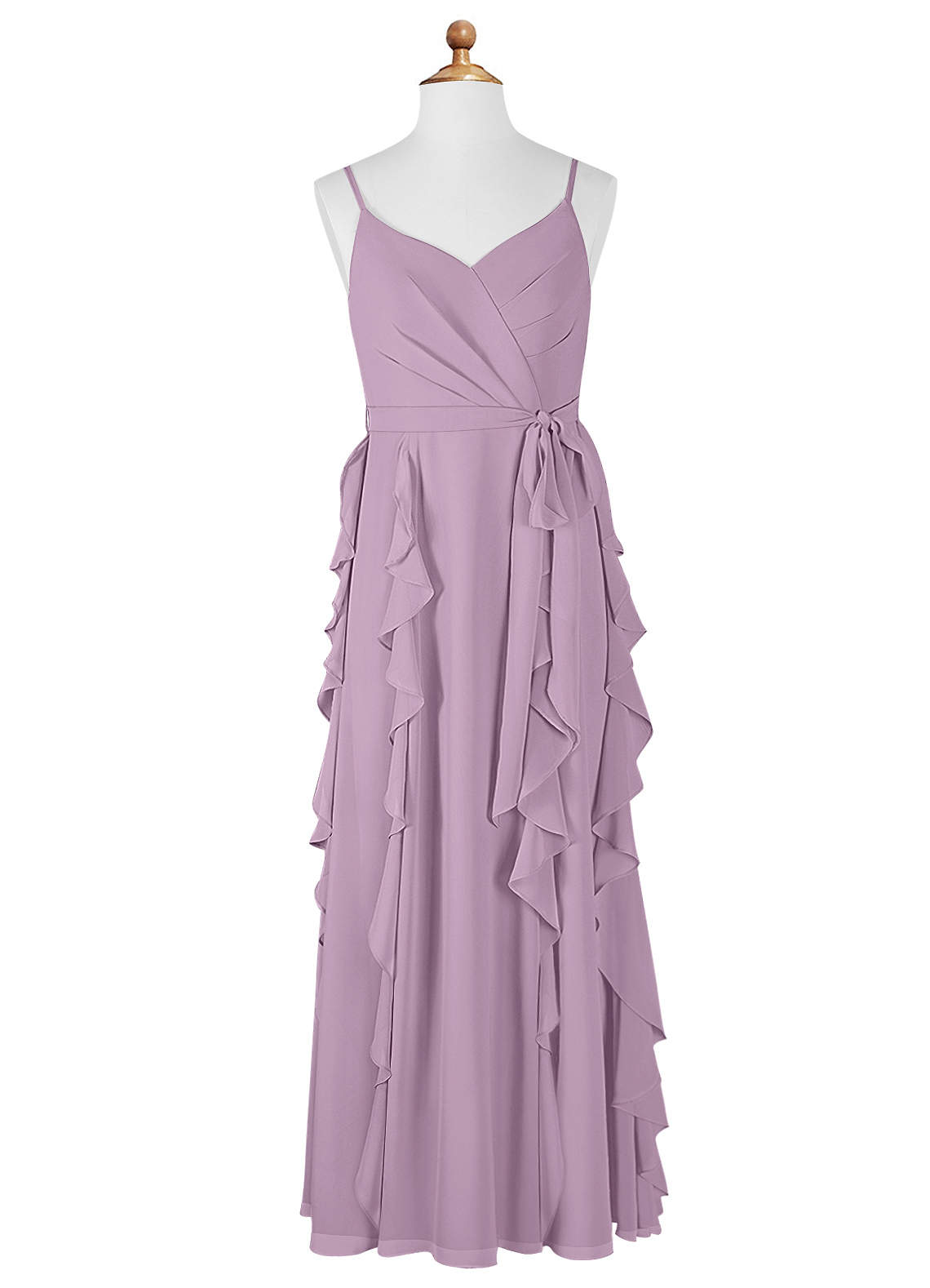 Azazie Peyton Junior Vestido Glicínia de Chiffon de Linha A com Plissado image5