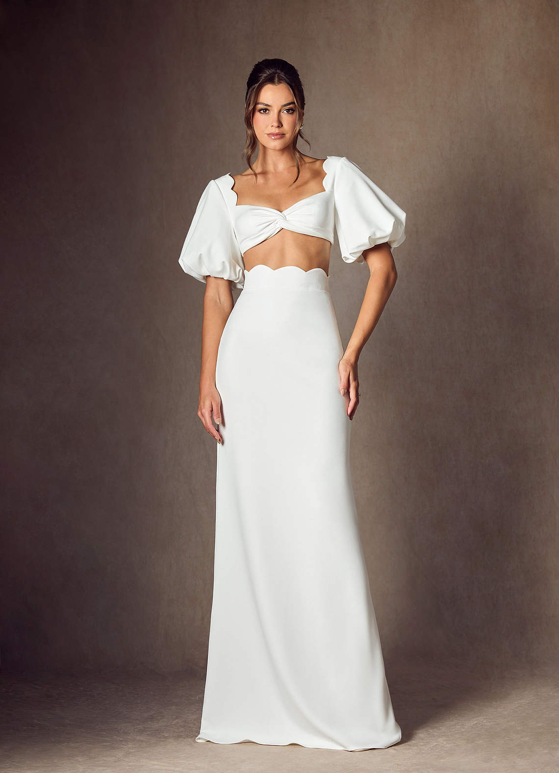 Azazie Karlee Wedding Dresses Diamond White Sheath Sweetheart Neckline Stretch Crepe Dress image1