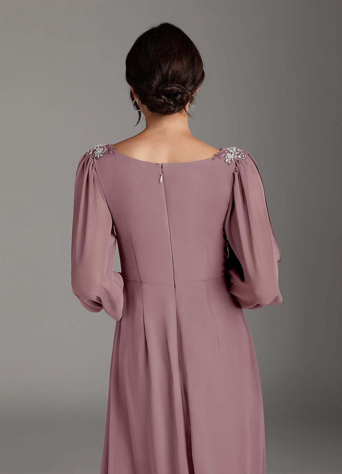 Azazie Gypsy Mother of the Bride Dresses Dusty Rose A-Line V-Neck Sequins Chiffon Dress image4