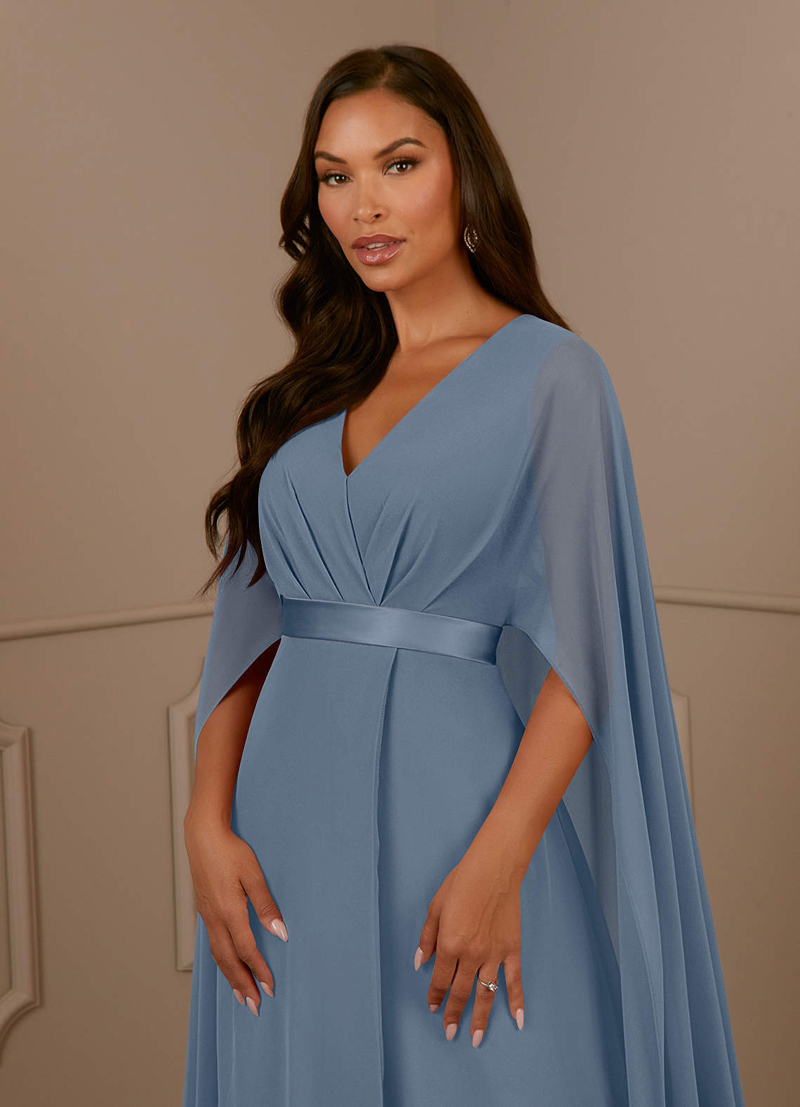 Azazie Isa Mother of the Bride Dresses Twilight A-Line V-Neck Pleated Chiffon Dress image4