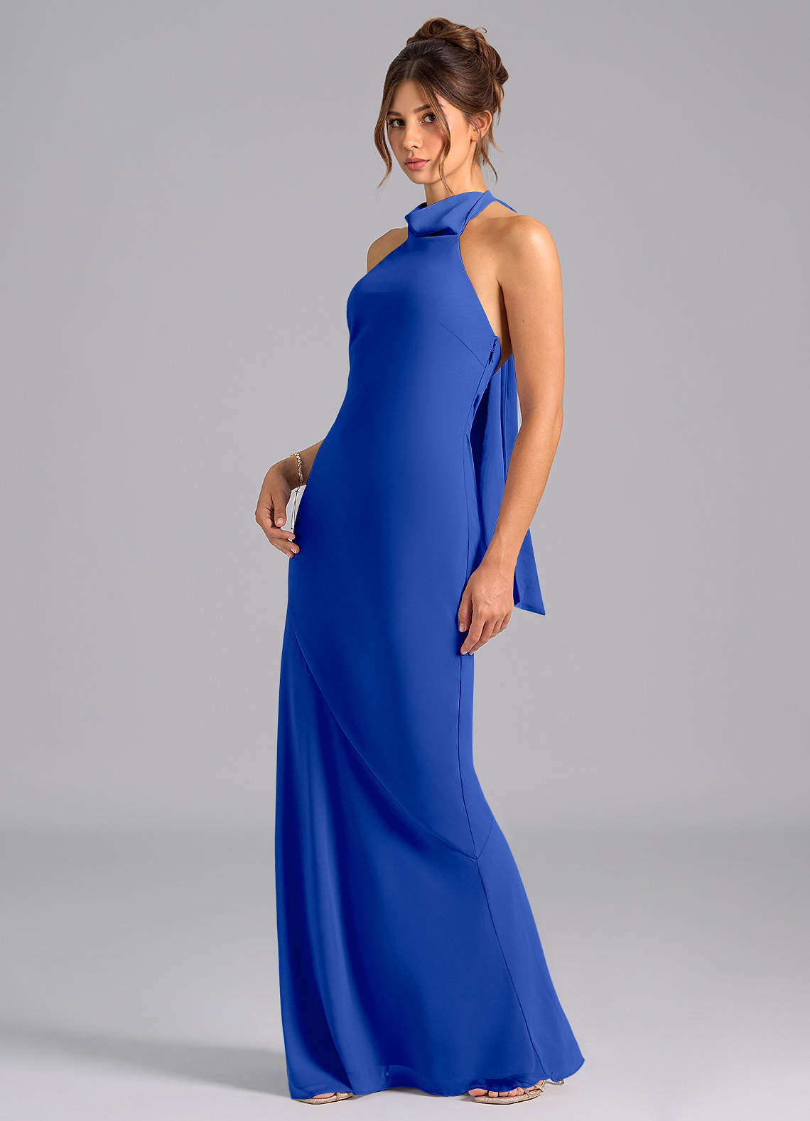 Azazie Velli Bridesmaid Dresses Royal Blue Mermaid Bow Chiffon Dress image1