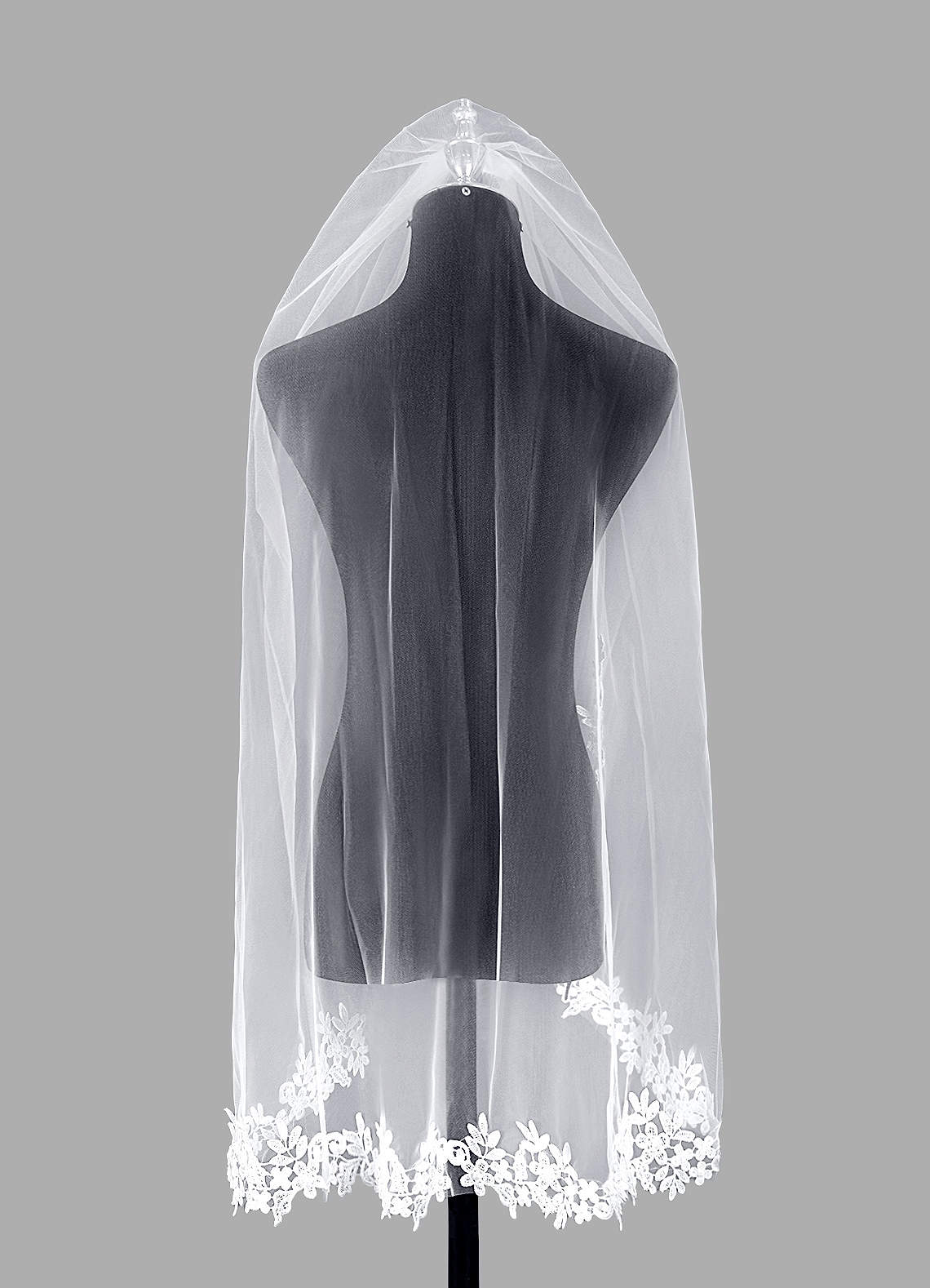 front Cordelia Flower Lace Hip Length Veil