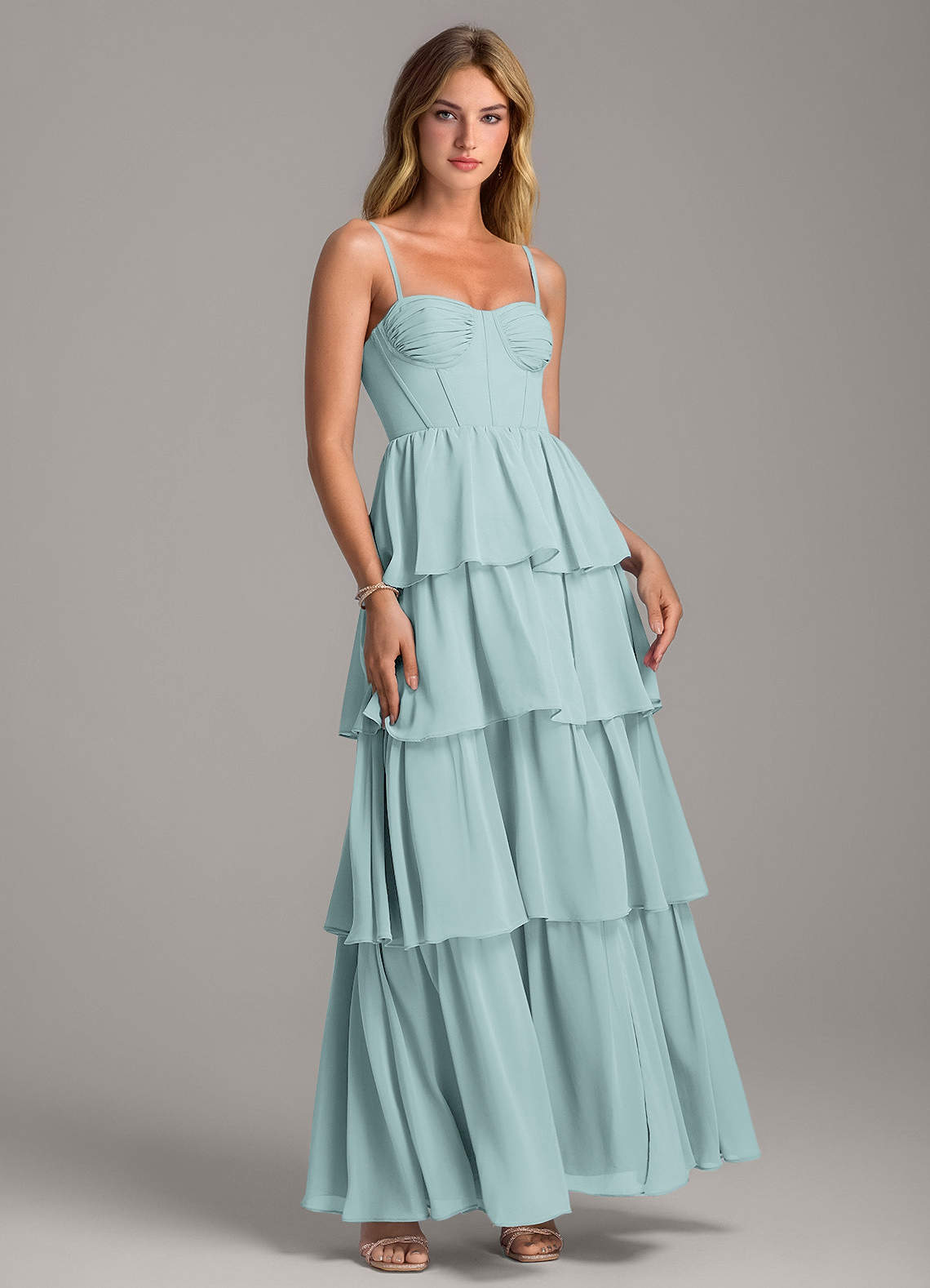 Azazie Alanna Bridesmaid Dresses Mist A-Line Sweetheart Neckline Chiffon Dress image1