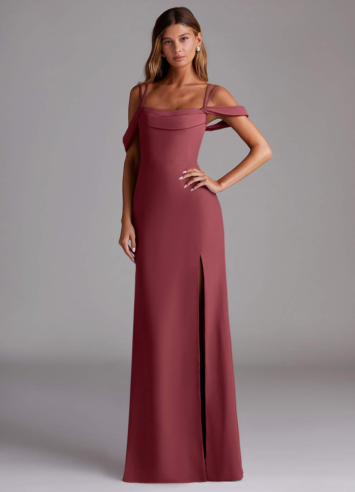 Azazie Callan Bridesmaid Dresses Merlot Mermaid Pleated Chiffon Convertible Dress image1