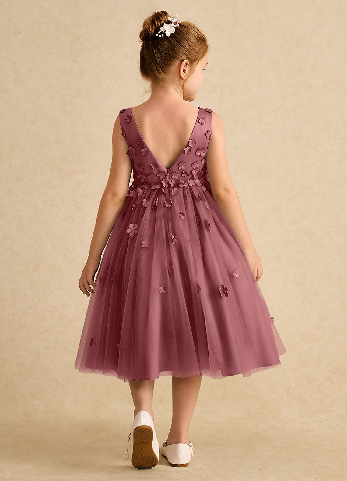 Azazie Lana Vestidos de florista Vestido Ametista de Cetim fosco de Linha A com Sem mangas image1
