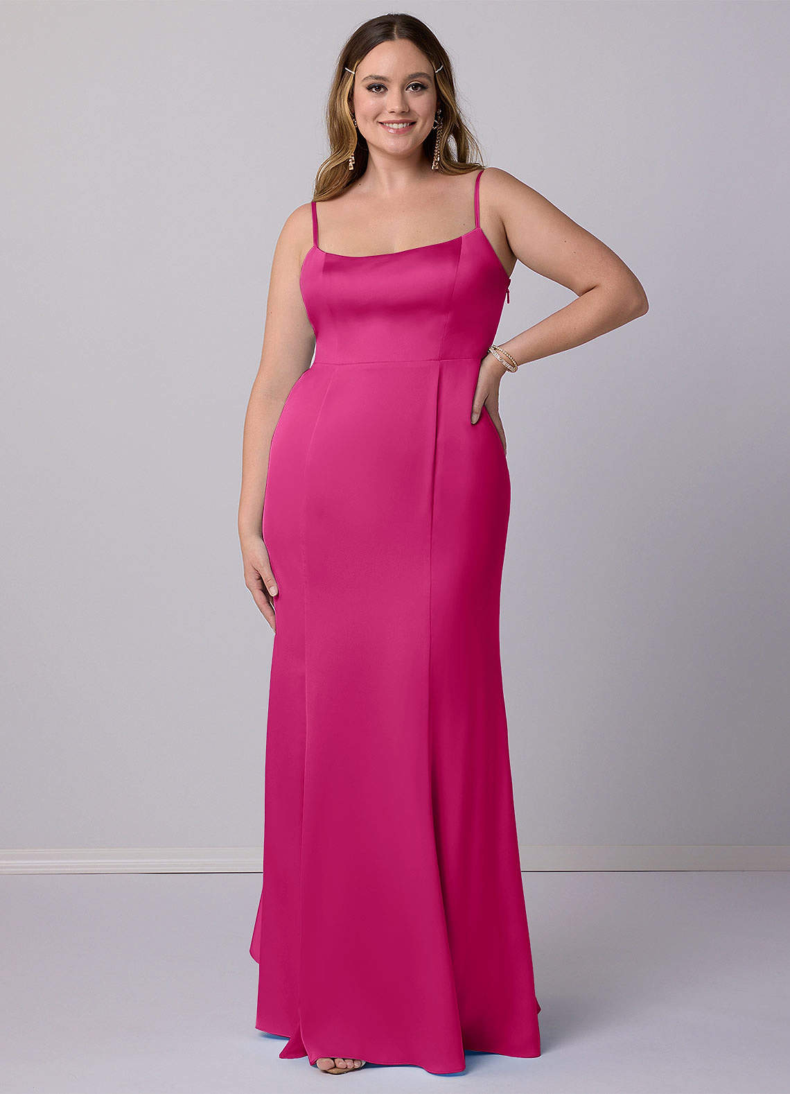 Barbie ♥ Azazie Bridesmaid Dresses Mermaid Bow Stretch Satin Floor-Length Dress image8