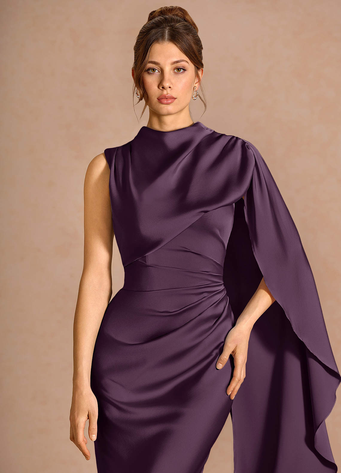 dusty purple formal dress Azazie Plus Size Maxi Dresses Mermaid Wedding Guest Semi-Formal Dresses High Dark Vintage