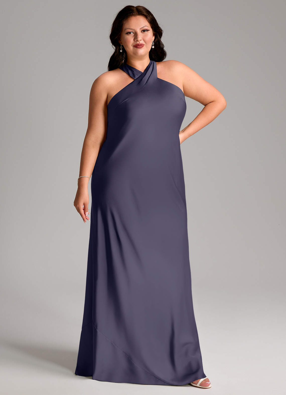 Azazie Doretta Bridesmaid Dresses Stormy Mermaid Pleated Stretch Satin Dress image10