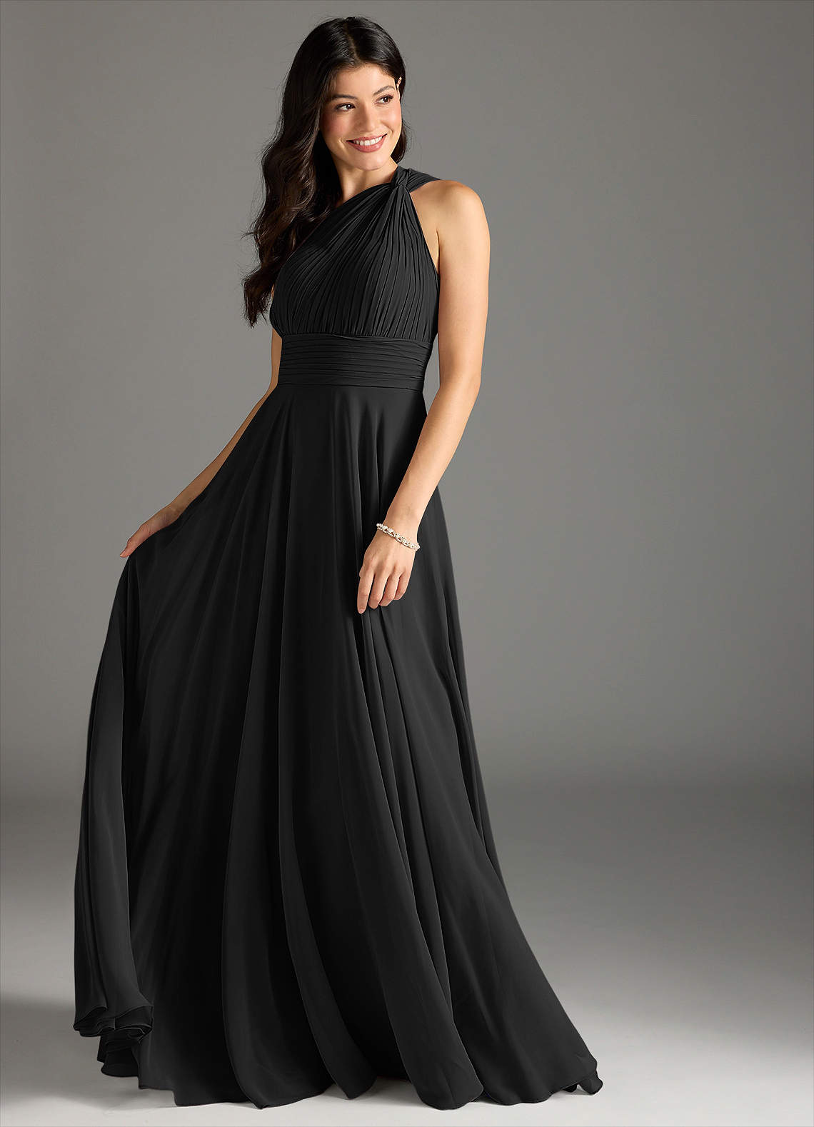 corset bridal shower dress Nivara One-Shoulder Maxi Dress in Black