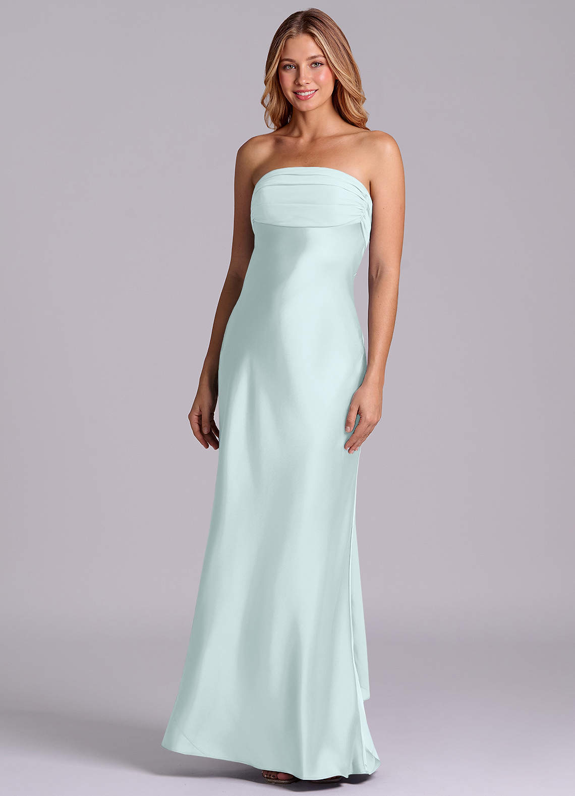 Azazie Sheath Straight Floor-Length Chiffon Bridesmaid Dresses - Sea Glass