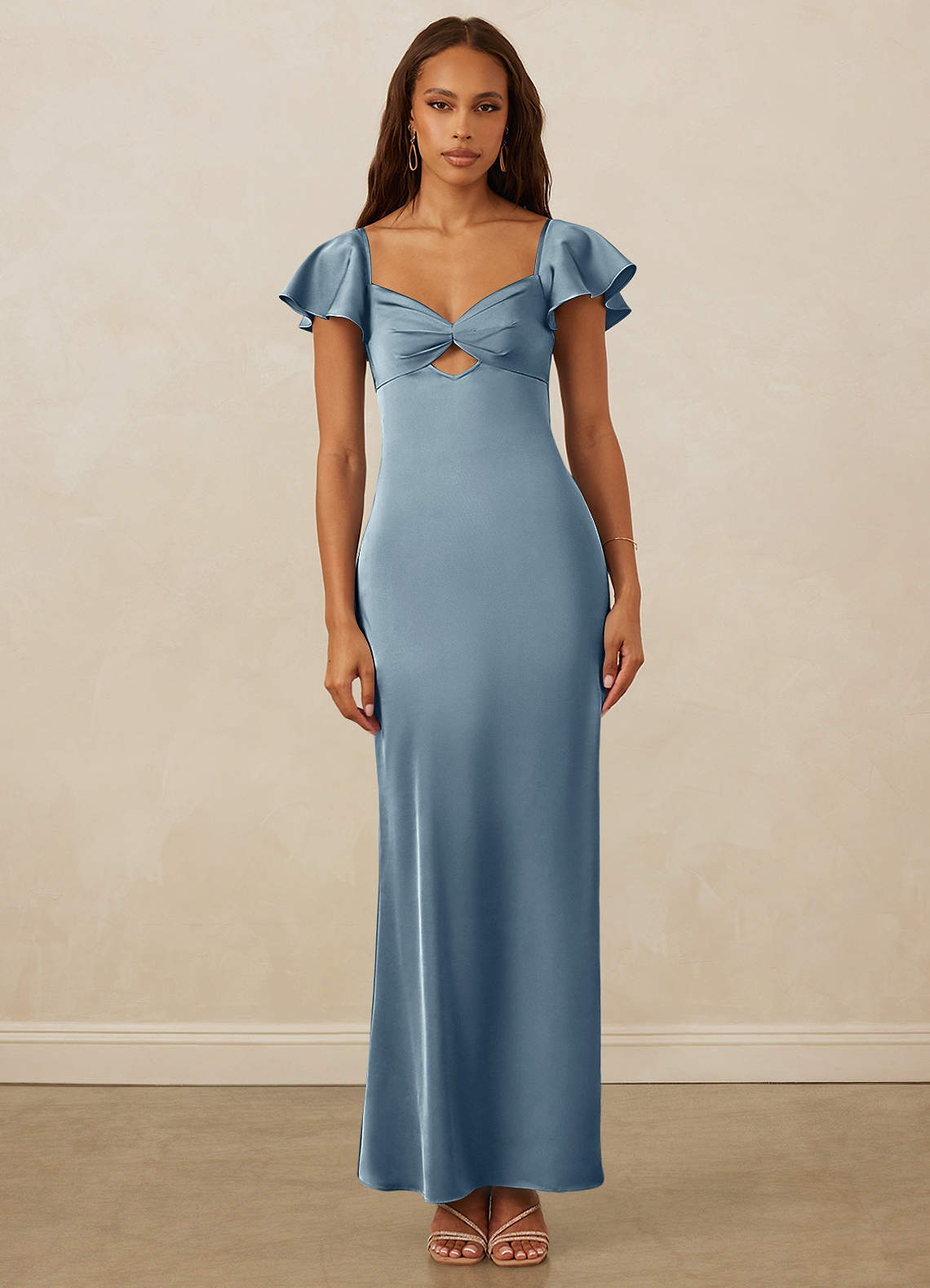 Christian Siriano Bridal for Azazie 1005 Bridesmaid Dresses Dusty Blue Sheath Sweetheart Neckline Stretch Satin Dress image1