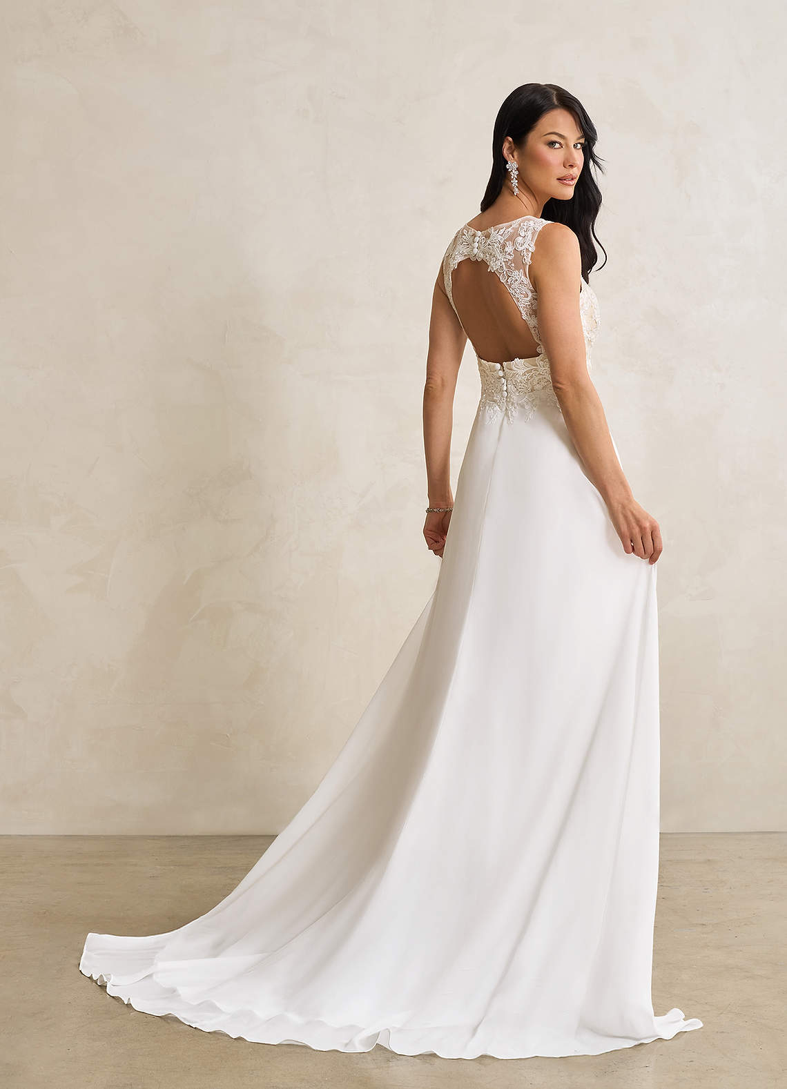 Azazie Trixie Abiti da Sposa Abito A-Line in Chiffon Lustrini Bianco Diamante Champagne image5