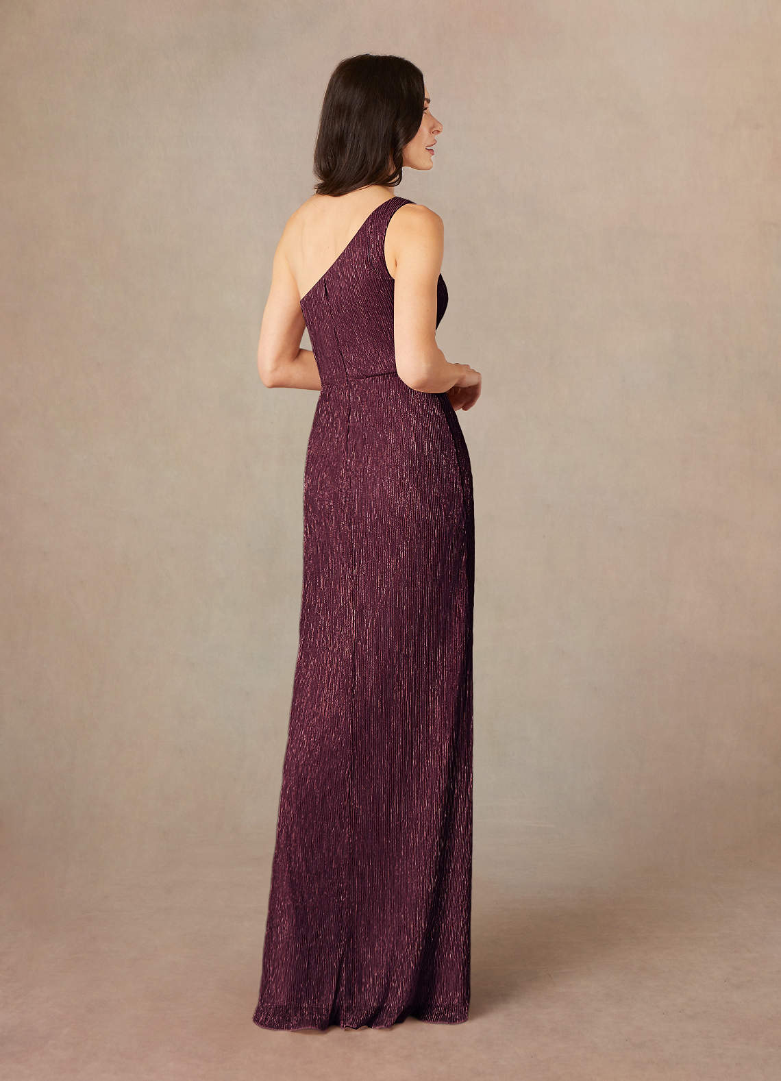 Azazie Jocelyn Berry Sheath One Shoulder Metallic Mesh Dress | Azazie