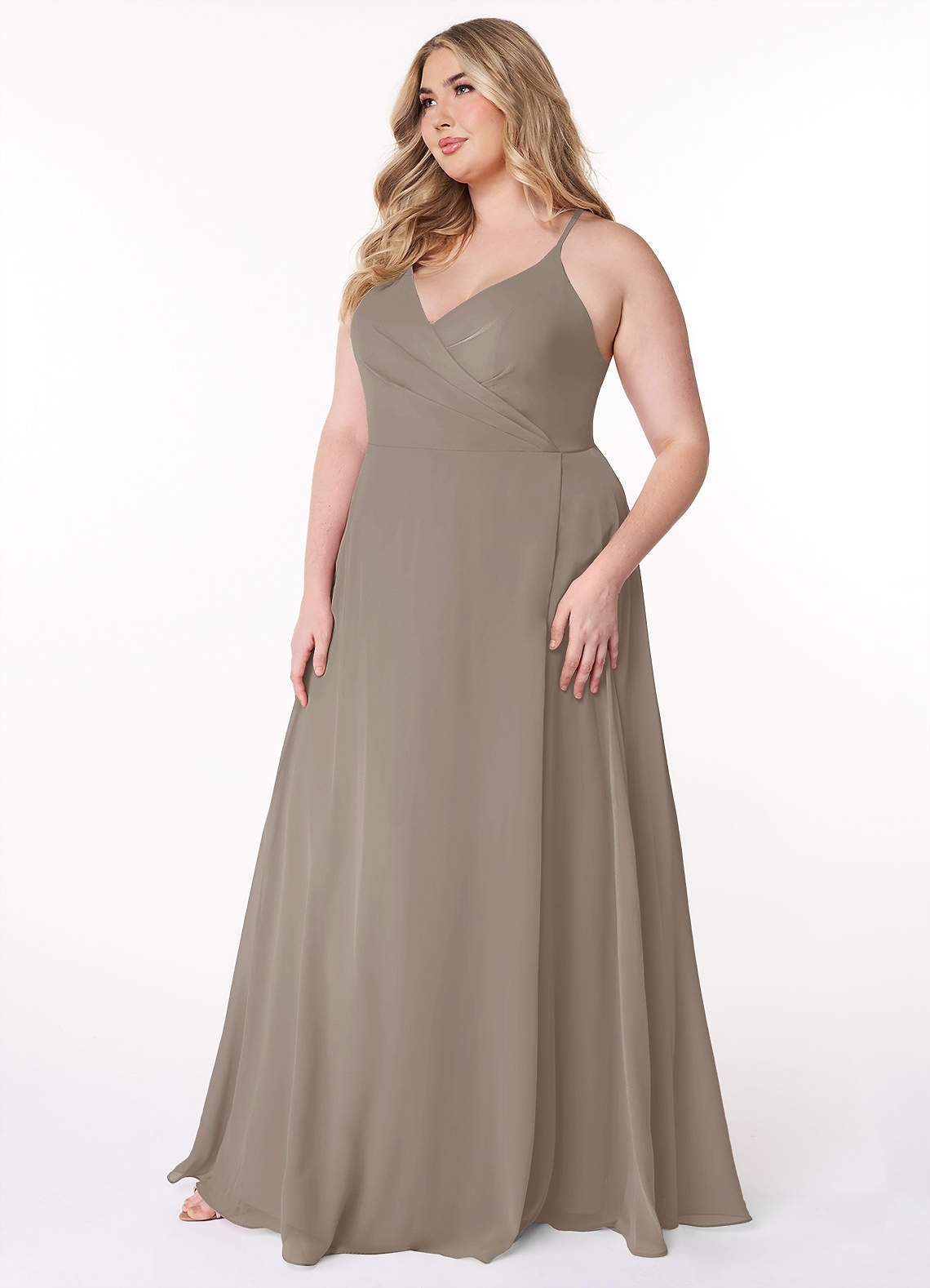 Azazie Davis Bridesmaid Dresses A-Line V-Neck Chiffon Floor-Length Dress image1