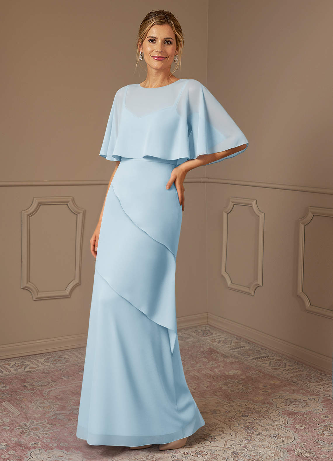 Azazie Bowie Mother of the Bride Dresses Sky Blue A-Line Chiffon Dress image1