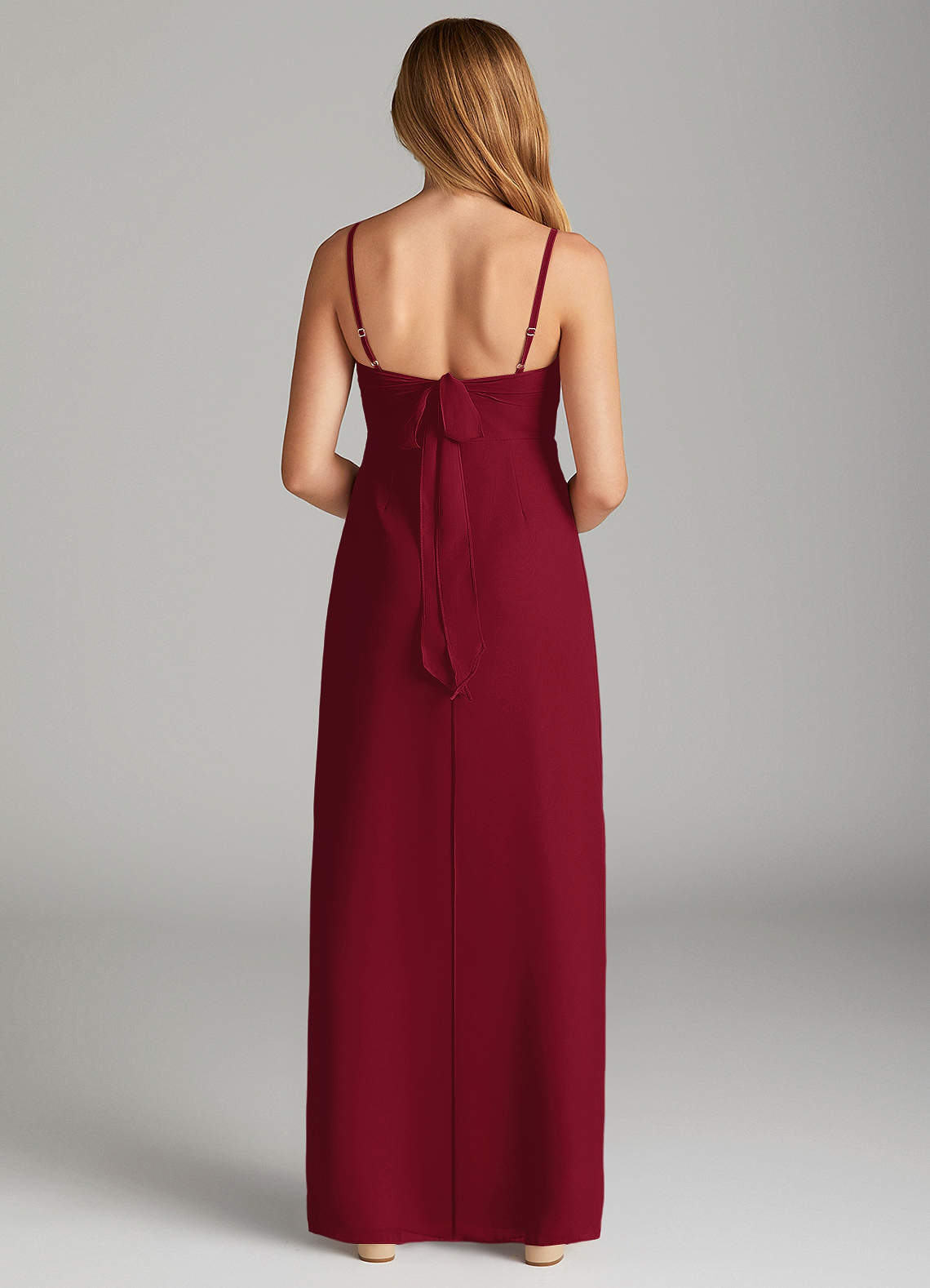 Azazie Mai Junior Vestido Borgonha de Chiffon de Bainha com Plissado image1