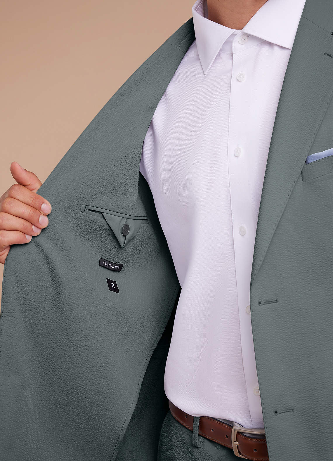 front Miles Grey Seersucker Suit Jacket