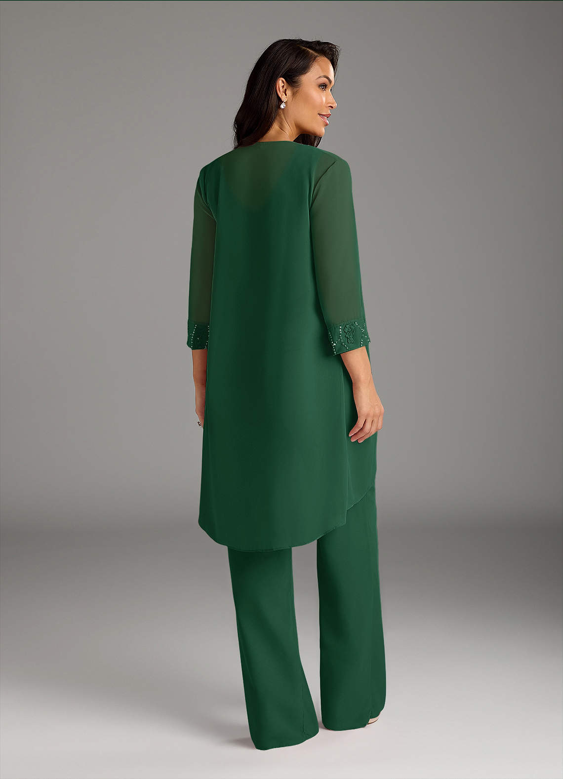 Azazie Maura Mother of the Bride Dresses Dark Green Jumpsuit/Pantsuit Sequins Chiffon Dress image3