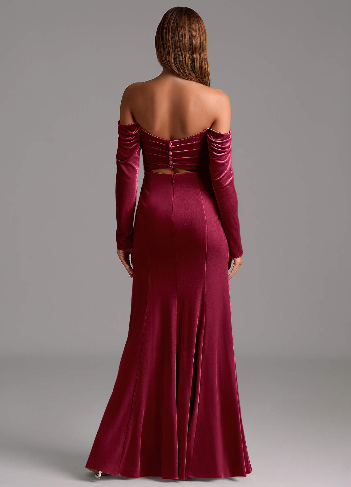 Azazie Hallie Ready to Ship Burgundy Velvet Bridesmaid Dresses