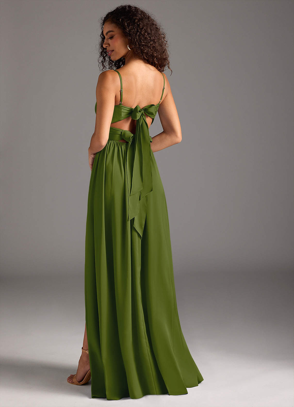 Azazie Zeya Bridesmaid Dresses Juniper A-Line Pleated Stretch Satin Dress image1