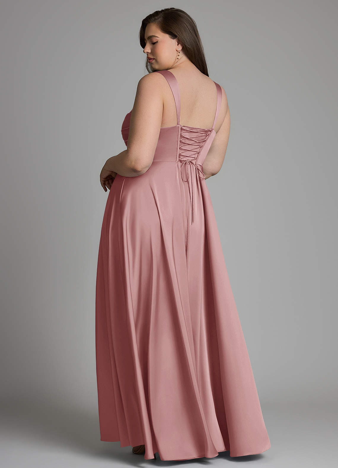 Azazie Azaria Bridesmaid Dresses Dusty Rose A-Line Corset Stretch Satin Dress image7