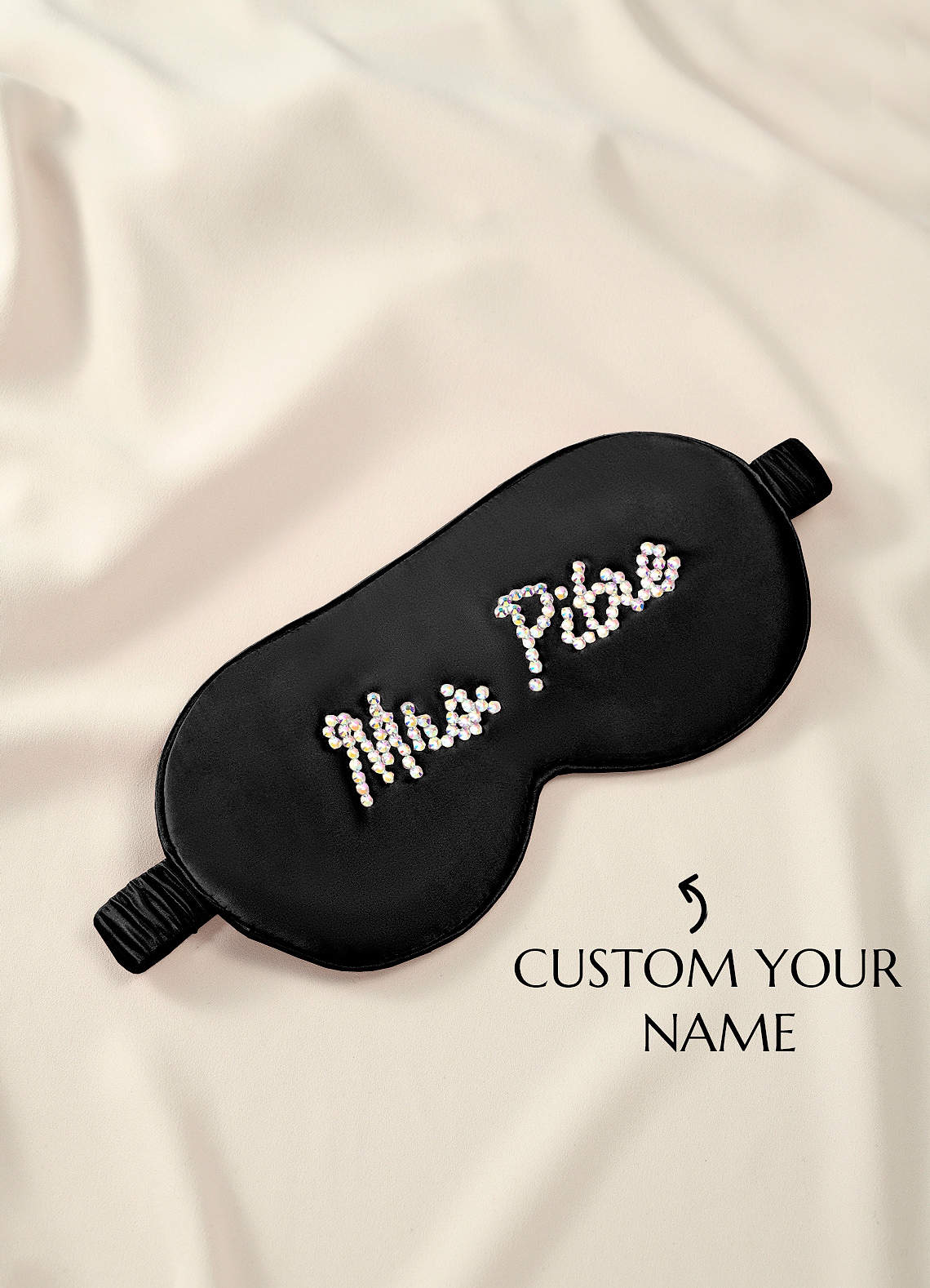 front Gepersonaliseerde slaapmasker met strass-steentjes