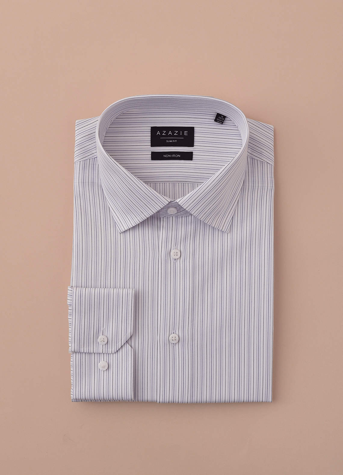 front Aiden Midnight Blue Black 100% Cotton Non-Iron Striped Dress Shirt