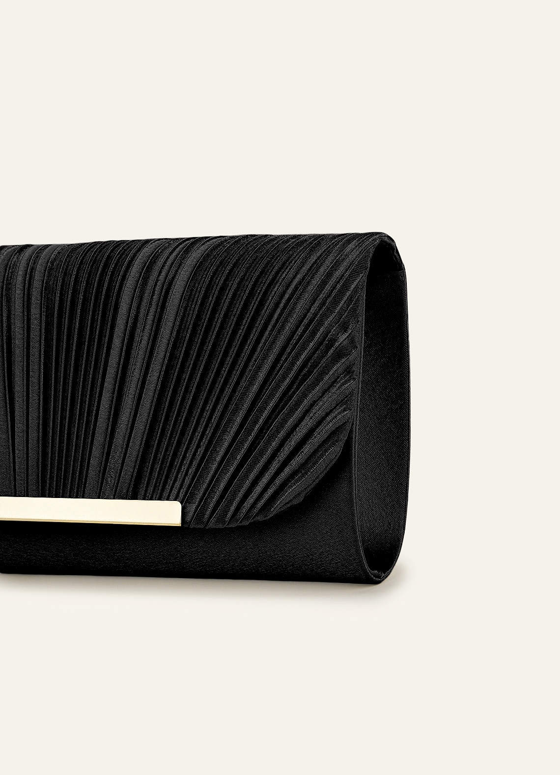 front Satin Pleated Envelope Clutch