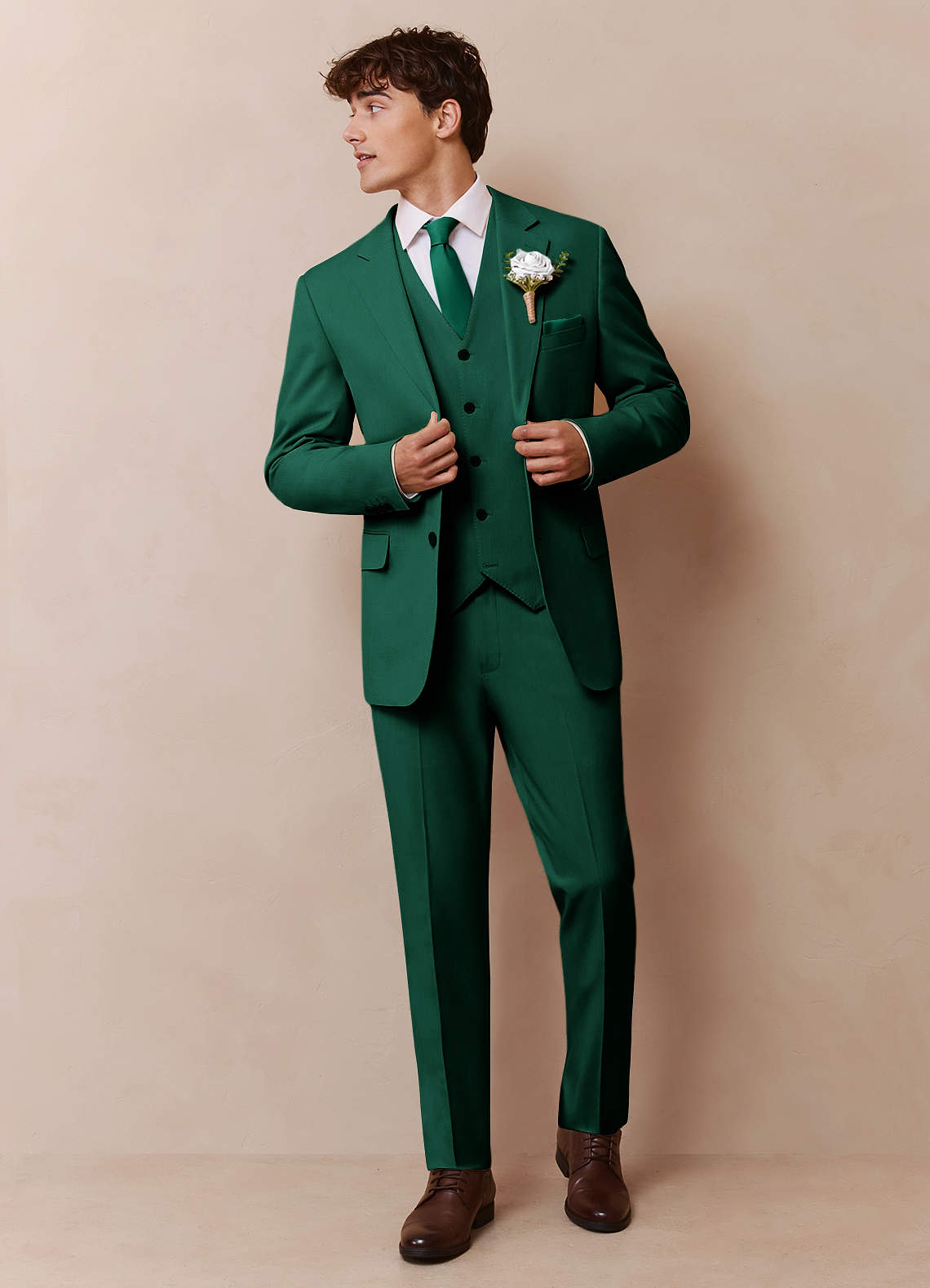 front James Emerald Structured Stretch 3-piece suit