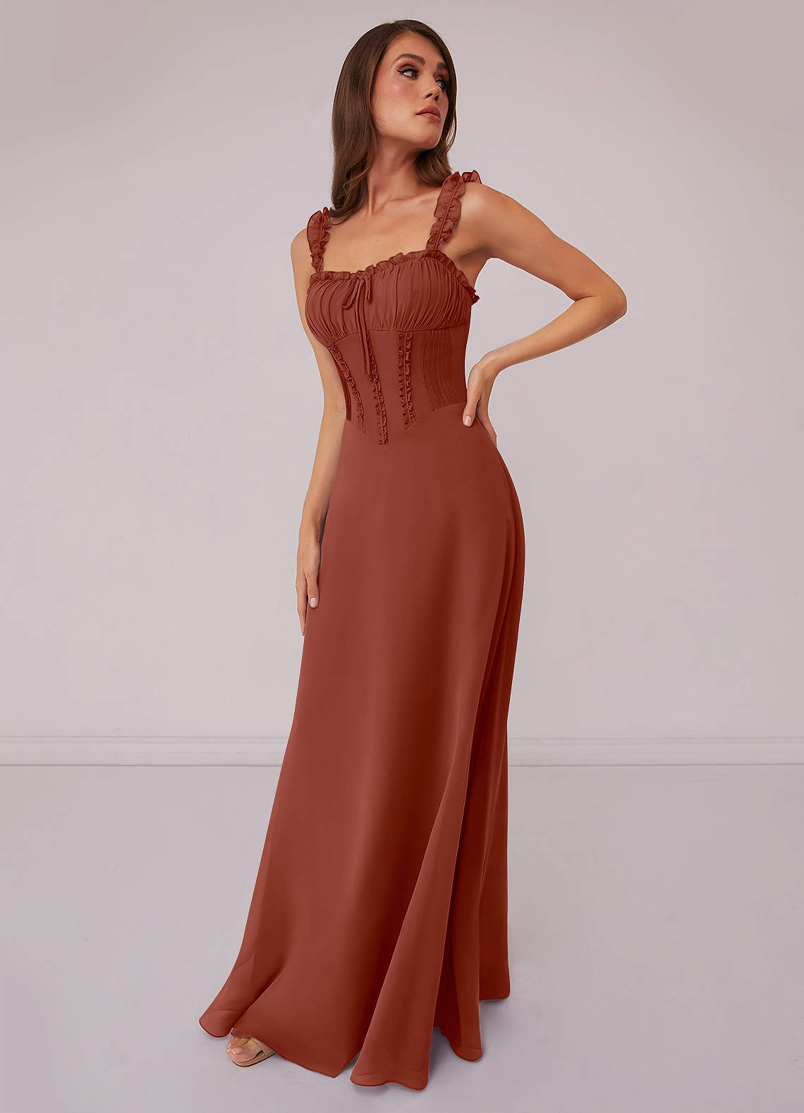 Barbie ♥ Azazie Bridesmaid Dresses Auburn A-Line Sweetheart Neckline Chiffon Dress image1