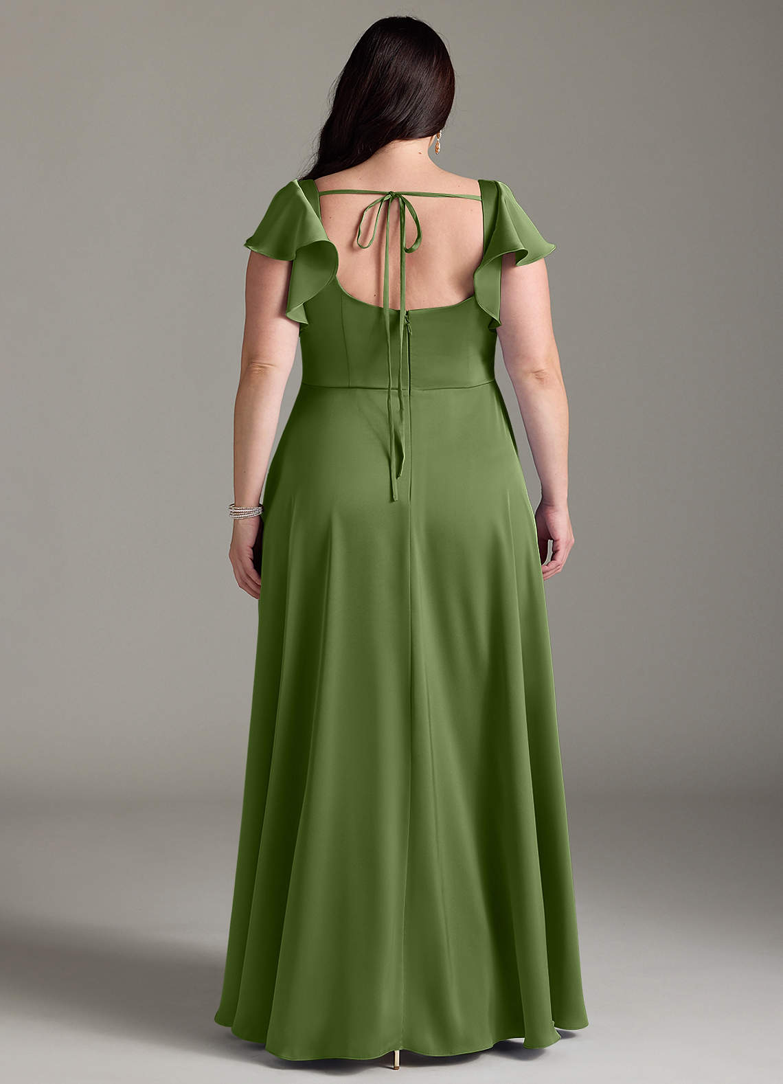 Azazie Bondi Bridesmaid Dresses Juniper A-Line Bow Stretch Satin Dress image6