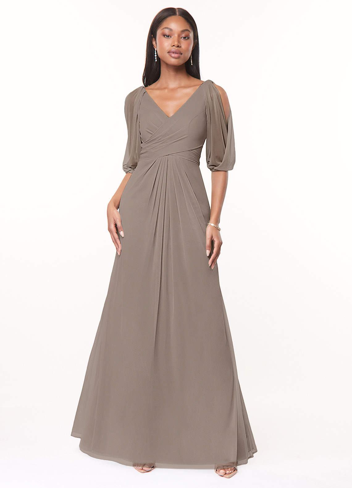 Azazie sales taupe dress