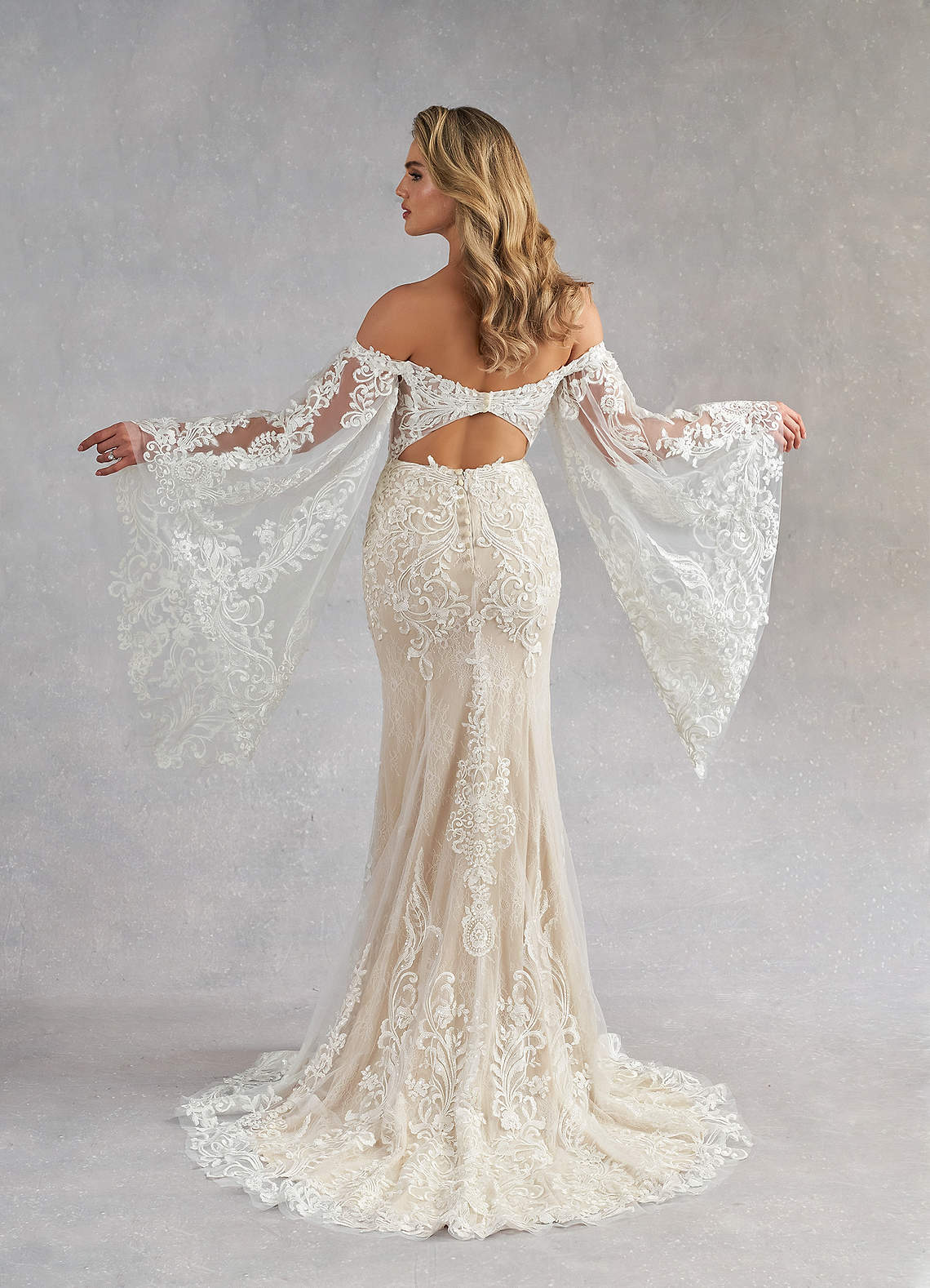 Azazie Memphis Wedding Dresses Diamond White Nude Mermaid V-Neck Sequins Lace Dress image4