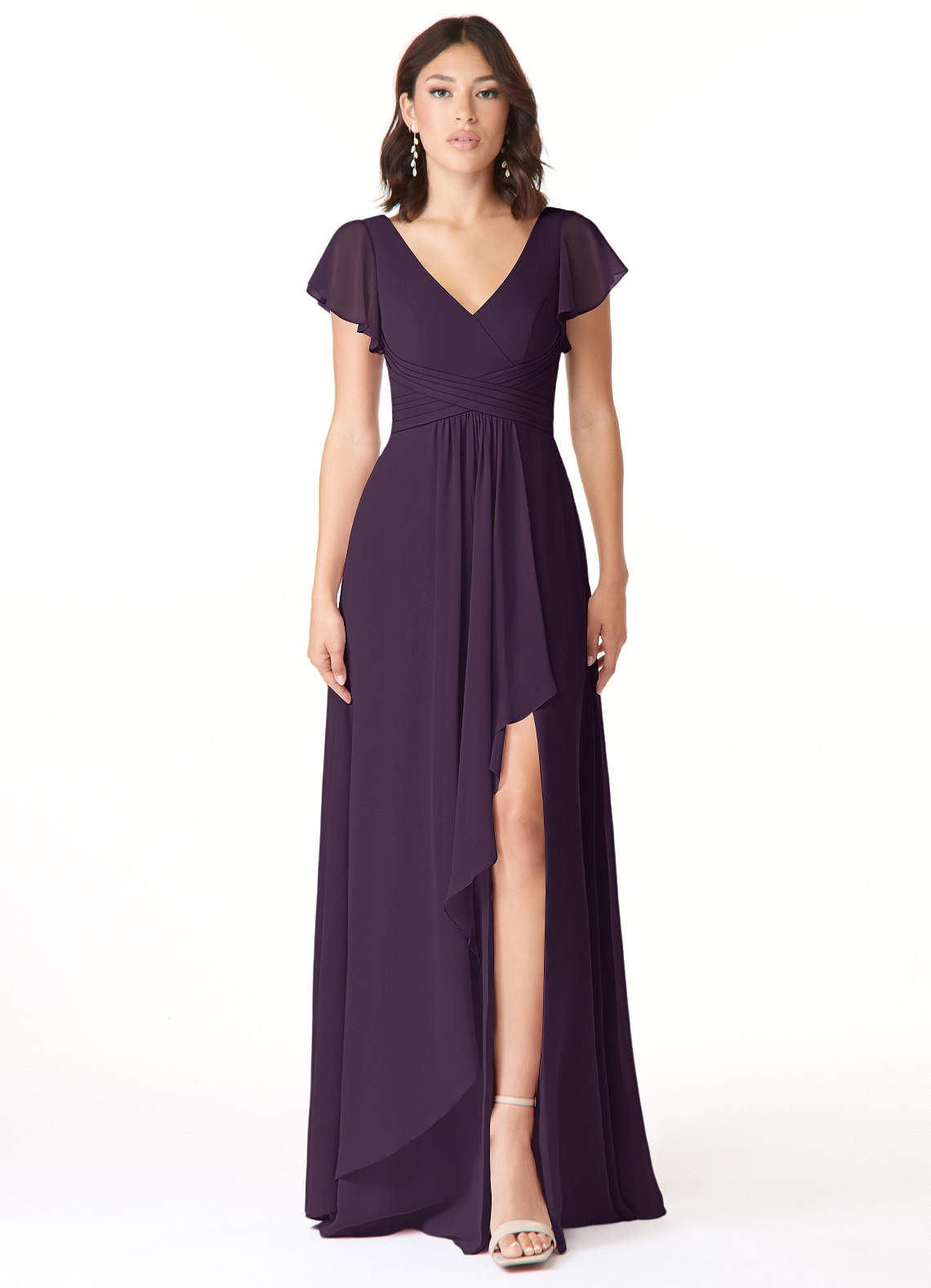 Azazie Omari Bridesmaid Dresses Plum A-Line Chiffon Dress image1